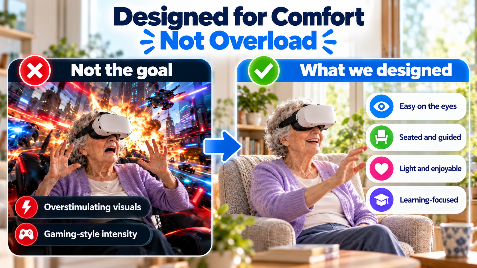 Designed for comfort, not overload visual